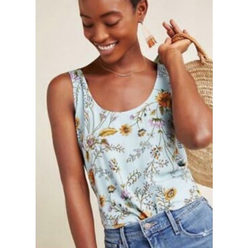 ANTHROPOLOGIE DOLAN Sleeveless Floral Flowy Rayon Tank Top | XS